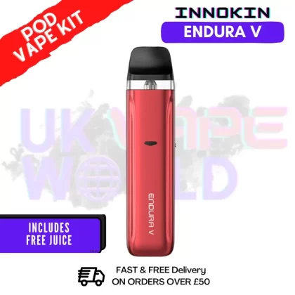 Red Innokin Endura V Pod Kit + Free 2x Salt
