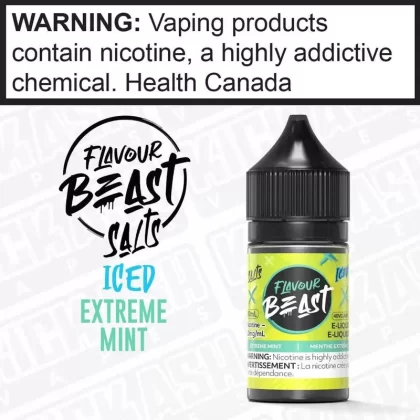 Extreme Mint Iced by Flavour Beast - Strength#10 mg/mL 30mL ONTARIO EXCISE STAMP>20 mg/mL 30mL ONTARIO EXCISE STAMP>20MG/ 60ML BOTTLE ONTARIO EXCISE STAMP