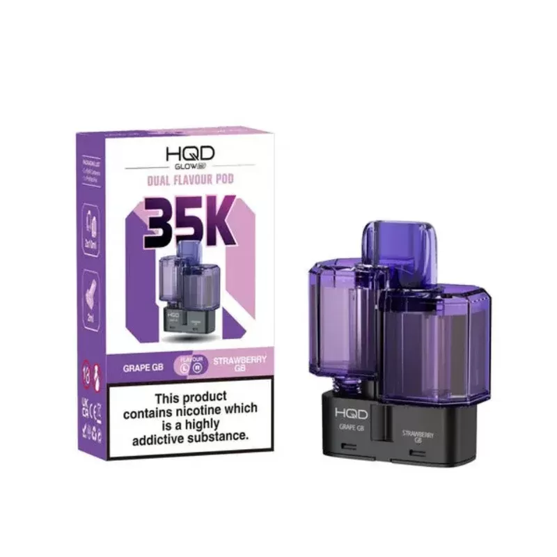 HQD Glow Air 35K Prefilled Pod Grape GB / Strawberry GB - Nicotine Strength#20mg