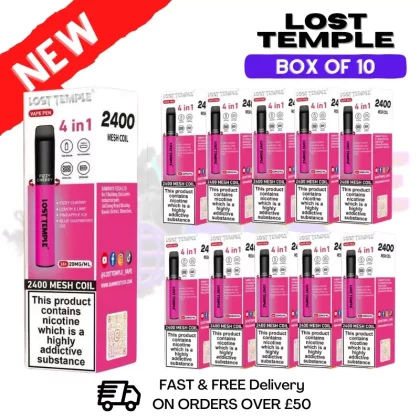 Fizzy Cherry – Lost Temple 2400 Puff Bar Box Of 10