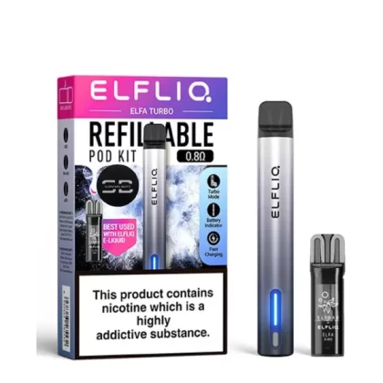 Elf Bar Elfa Turbo Pod Vape Kit - Aurora Black, Aurora Cyan; Prefilled Pod Kit