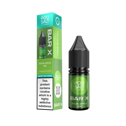 Sour Apple Ice Nic Salt E-Liquid by Pod Salt Bar X - 10 mg - Medium Strength