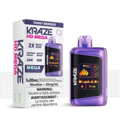 Kraze HD Mega Disposable Vape – 20K Puffs – Tangy Berries