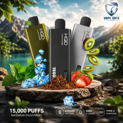 HQD Cuvie Slick Pro Disposables Vape (15,000 Puffs) - Black Ice / 50mg
