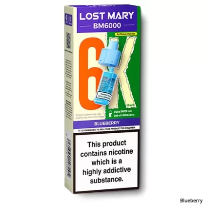 Blueberry BM6000 Refill Pods by Lost Mary - 0 mg/ml, 10 mg/ml (1B98E3)