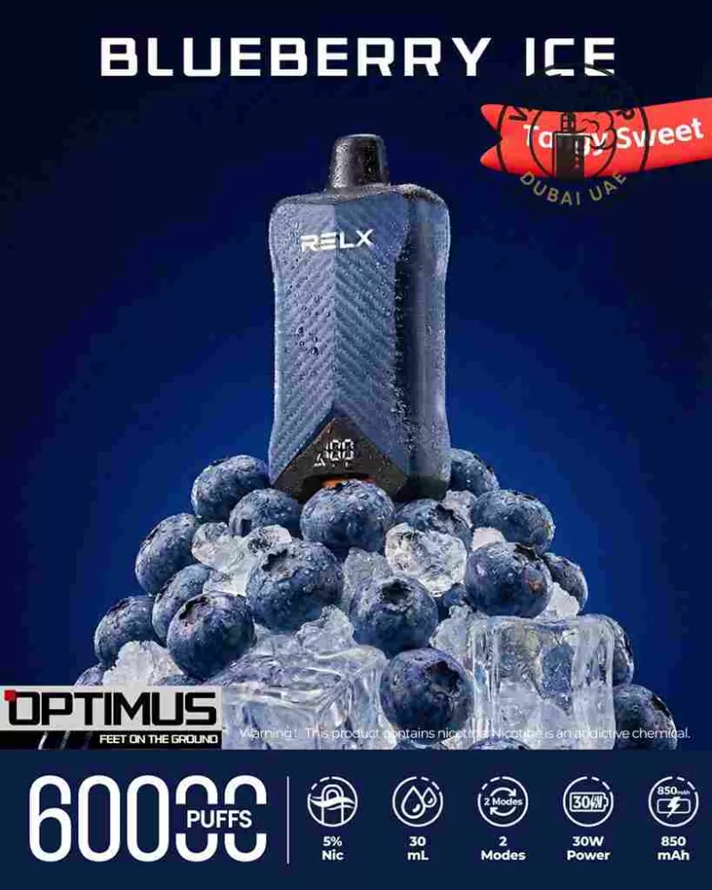 RELX Optimus 60000 Puffs Disposable Vape 50mg in the UAE - 10PCS-1BOX, 1PCS-1PACK; Blueberry Ice, Grape Ice - Image 2