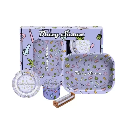 Blazy Susan Smoker’s Kit 4pc. – Purple Icons - Vape Store