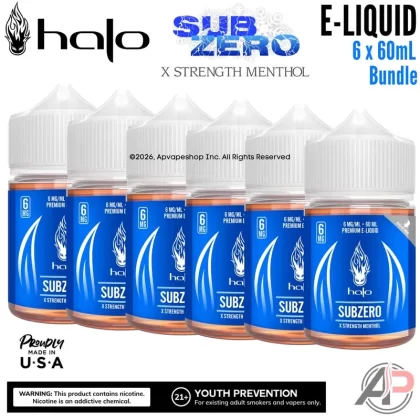 Halo SubZero X Strength Menthol E-Liquid 60mL 6 Bottle Bundle Box - 0mg – 6 Bottle Bundle, 12mg – 6 Bottle Bundle