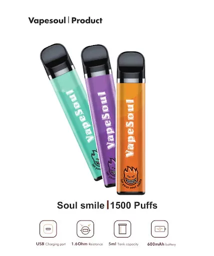 VapeSoul Smile II Peach Ice (1500 Puffs) - Image 2