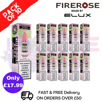 Bubblegum Mint Firerose 5000 Nic Salt Box Of 10