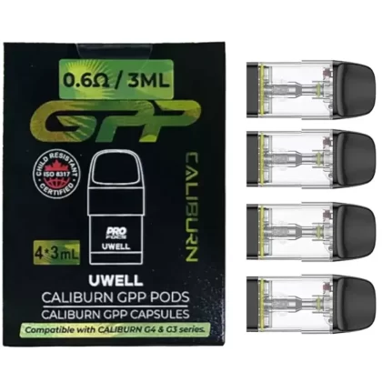Uwell Caliburn GPP Replacement Pod Cartridge (4pcs/pack) - 0.4ohm XL TOP-FILL, 0.6ohm XL TOP-FILL