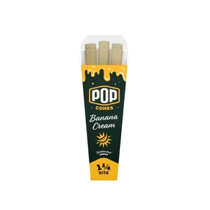 Pop Cones Unbleached 1 1/4″ – 6ct - Flavor#Banana Cream>Strawberry Jam>Super Sweet>Tropical Mango>Wild Grape