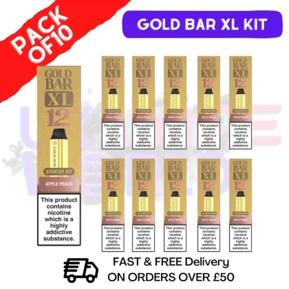 Apple Peach Gold Bar XL Prefilled KITS Box of 10