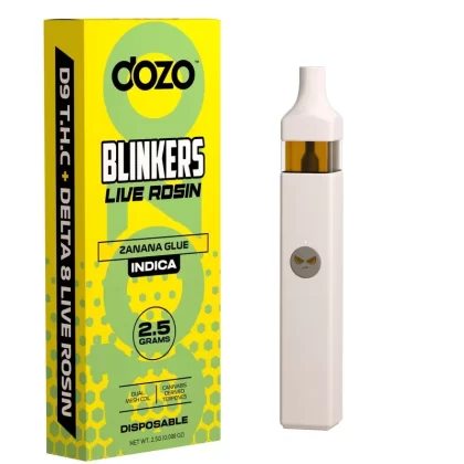 Dozo Blinkers Live Rosin D8+ D9 + CDT Vaporizer- 2500mg - Strain#Zanana Glue (I)>Green Goddess (S)>Black Cherry Runtz (H)>Hash Burger (I)>Starlatto (H)>ZA Berries (S) (DF5194)
