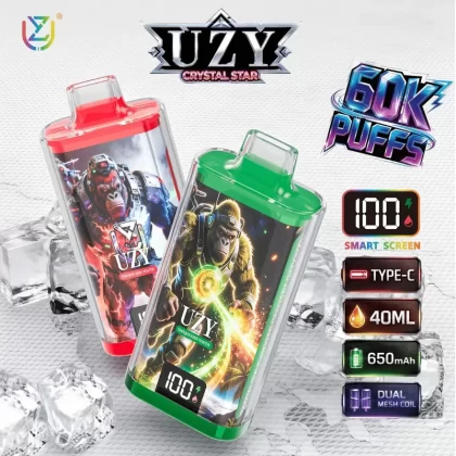 UZY Crystal Star 60000 60K Puffs Smart Display Rechargeable Original Disposable Vape - Vapeq10