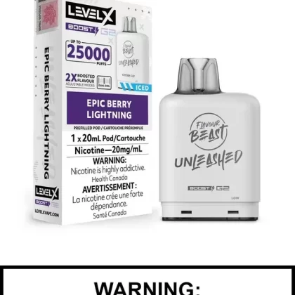 Epic Berry Lightning Iced Flavour Beast Unleashed Level X Boost G2 Pods