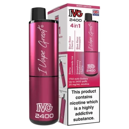 IVG 2400 Berry Edition Disposable Vape Bar – 2400 Puffs 4 in 1 – 3 for £25!