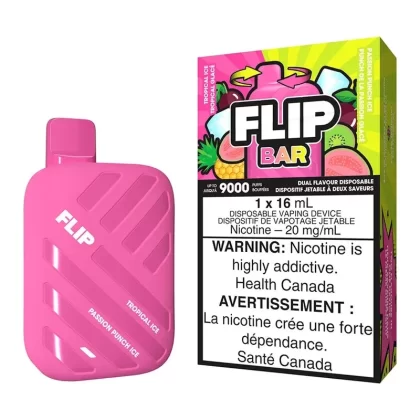 Flip Bar Disposable Vape Device – Tropical Ice And Passion Punch Ice - Nicotine Strength#20mg/ml