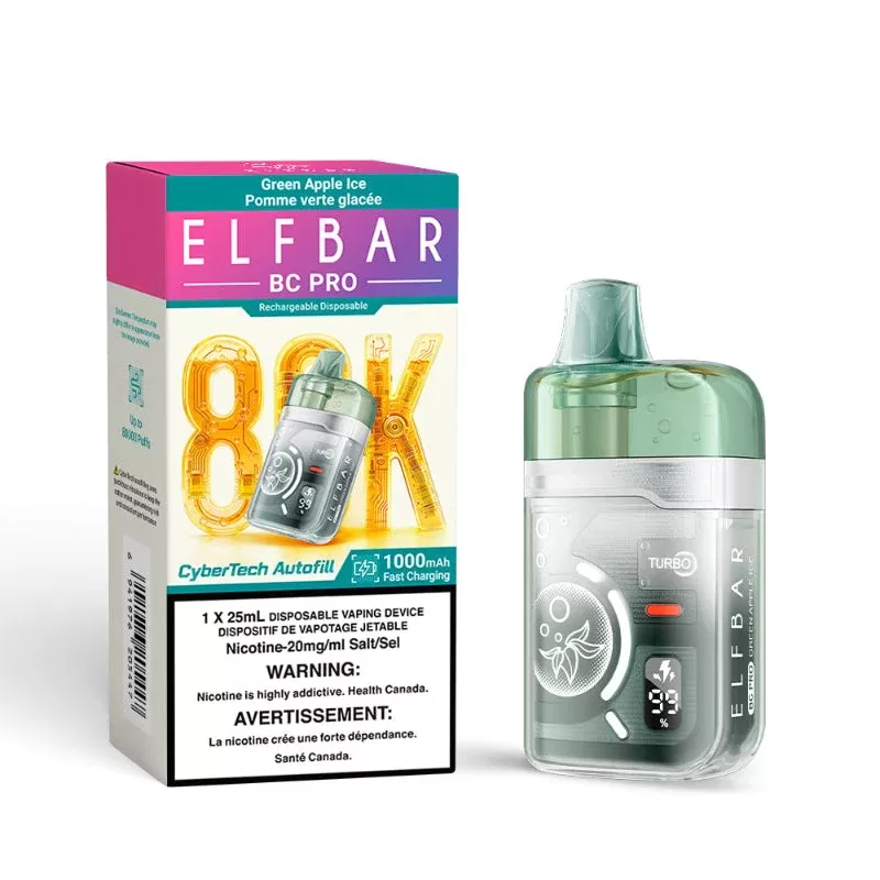 Elf Bar BC Pro 80K Disposable Vape – Green Apple Ice - STRENGTH#20MG>20MG (ONT-TAX)