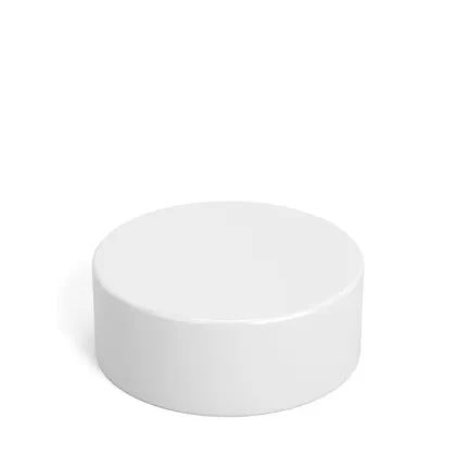 Child Resistant Smooth Push Down & Turn Plastic PCR Caps w/ Foil Liner | 38mm – Glossy White | Sample