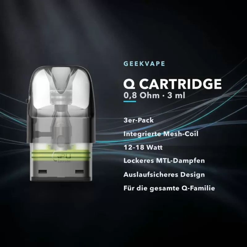 GeekVape Q Cartridge 0,8 Ohm – 3 ml (3er Pack) - Image 2