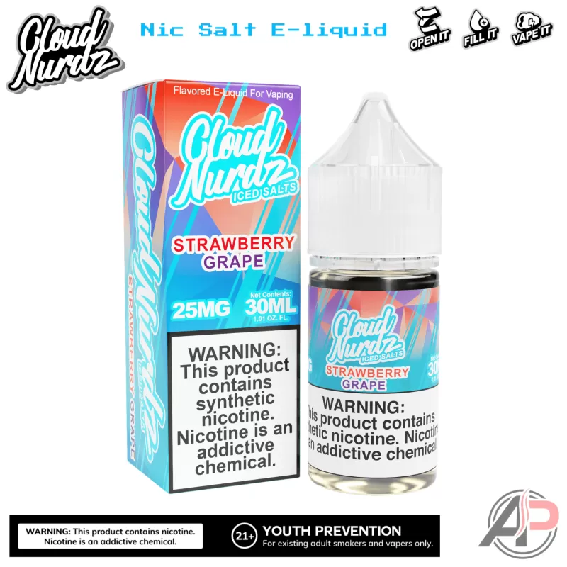 Cloud Nurdz Strawberry Grape Iced E-Liquid 100mL - Image 2