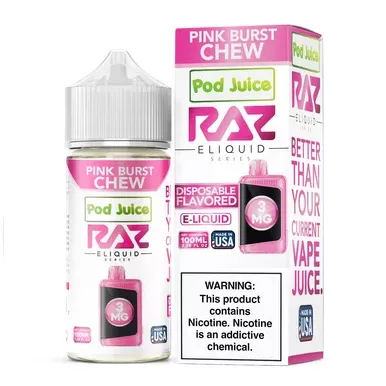 Pink Burst Chew Pod Juice x RAZ 100mL - Nicotine Level#0mg>3mg>6mg
