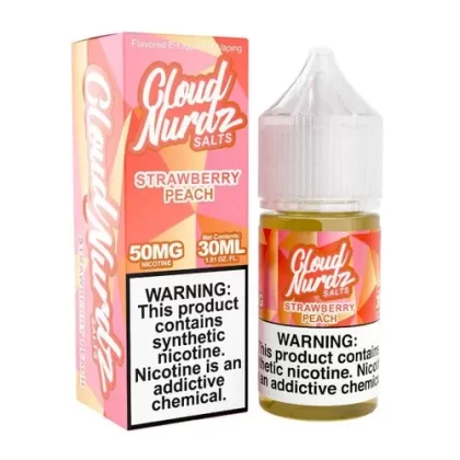 Cloud Nurdz Salts Strawberry Peach Synthetic Nicotine 30ml E-Juice