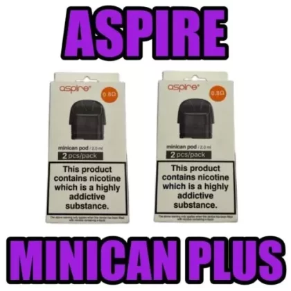 ASPIRE MINICAN PLUS PODS, Replacement Vape Pods, 2pk, 2ml, 0.8Ω Mesh - Eliquidsupply