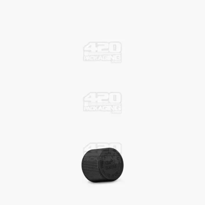 Child Resistant | Ribbed Push Down & Turn Plastic Caps w/ Foam Liner | 18mm – Matte Black – 400 Count