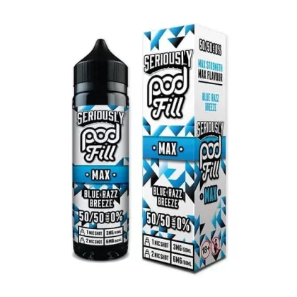 SERIOUSLY POD FILL MAX 50/50 BLUE RAZZ BREEZE 40ML SHORTFILL E-LIQUID