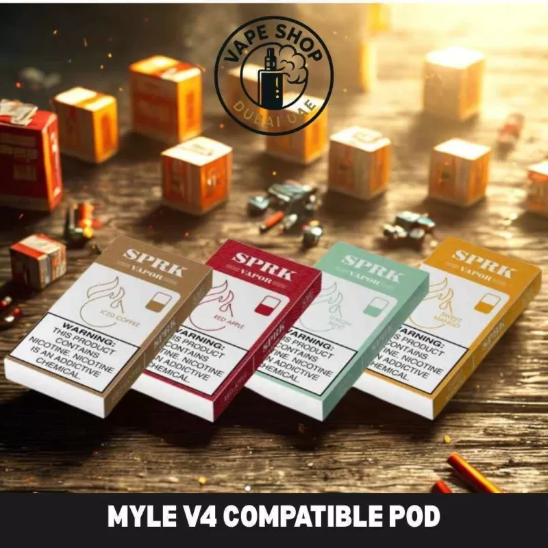 Myle V4 Compatible Pod SPRK VAPOR use for Myle V4 Device - Cubano, iced coffee; BOX OF 5 PCS (D3F8BA)