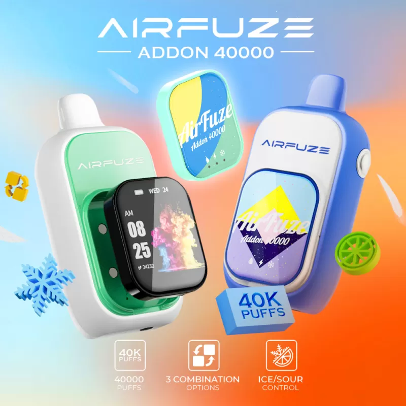 AIRFUZE Addon 40K Disposable Device - 40000 Puffs - Addon w/ Art Patch (10% Chance to Win Smartwatch) / Straw Kiwi Watermelon (Ice Control) - Image 2