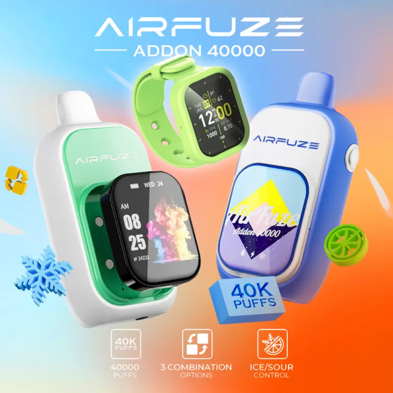 AIRFUZE Addon 40K Disposable Device - 40000 Puffs - Addon w/ Art Patch (10% Chance to Win Smartwatch) / Straw Kiwi Watermelon (Ice Control) - Image 3