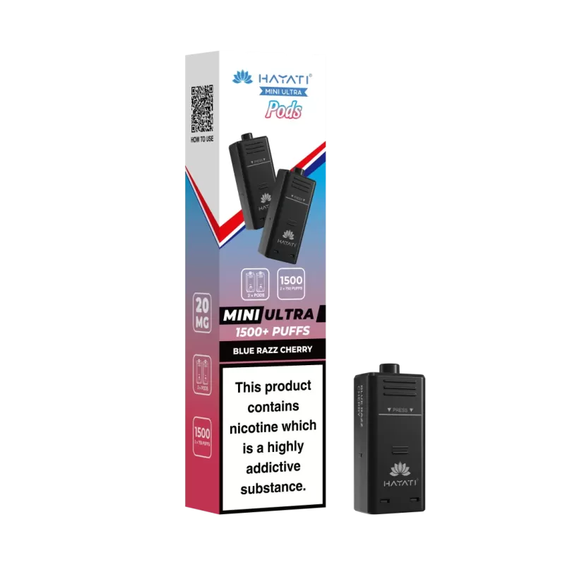 Pack of 2 Hayati Mini Ultra 1500 Prefilled Pods (2x750 Puffs) - Blueberry raspberry Menthol - Image 2