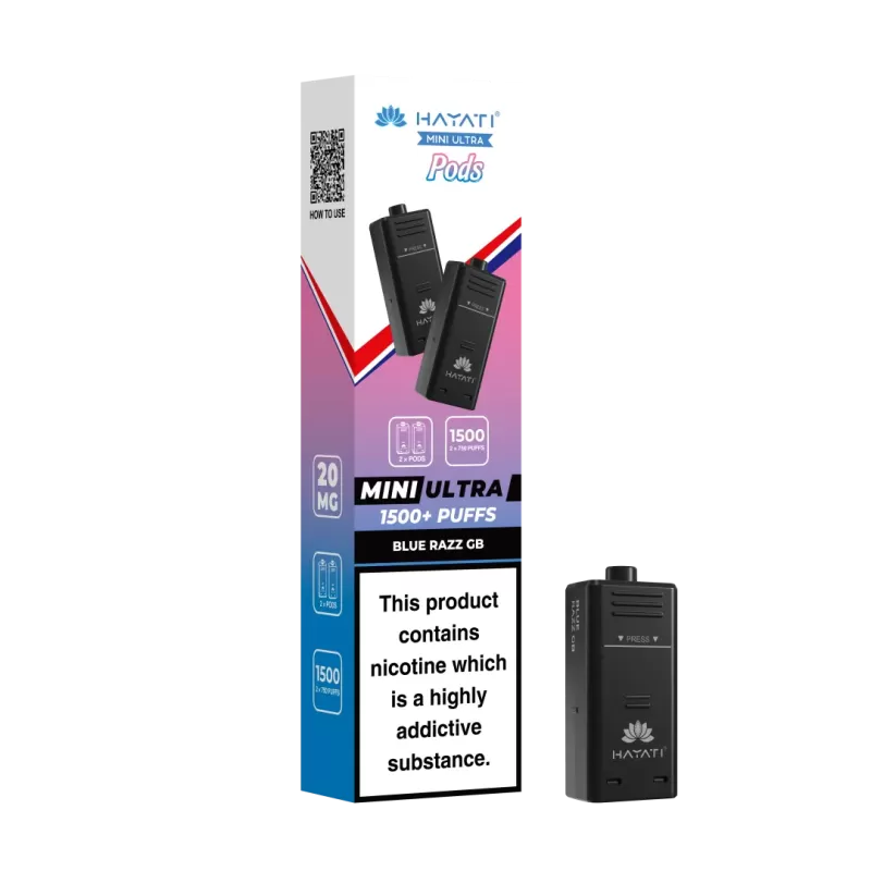 Pack of 2 Hayati Mini Ultra 1500 Prefilled Pods (2x750 Puffs) - Blueberry raspberry Menthol - Image 3