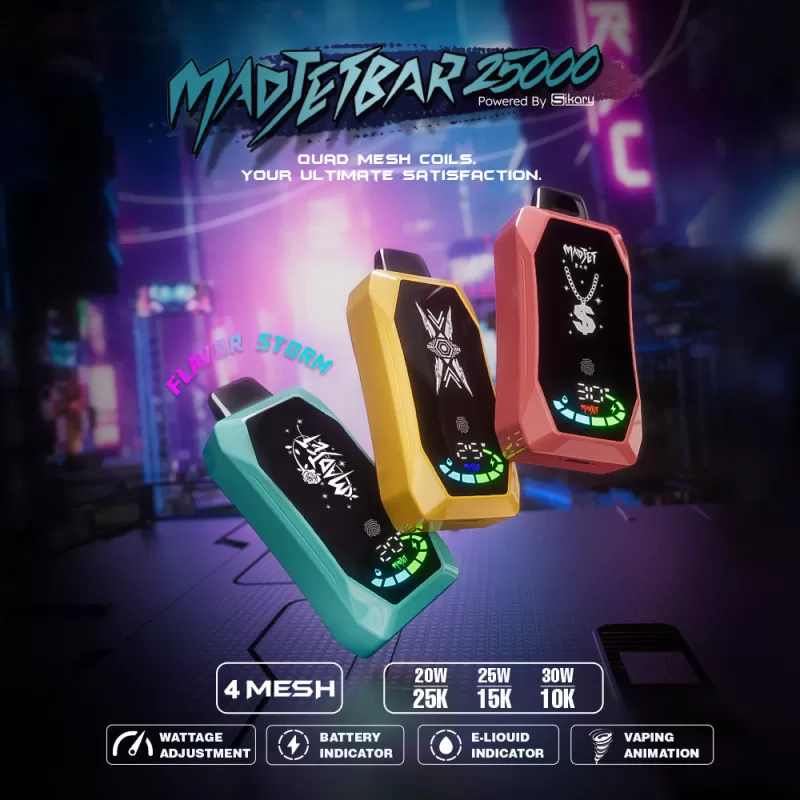 Madjetbar 25K Disposable Device Powered by Sikary – 25,000 Puffs - Cool Mint