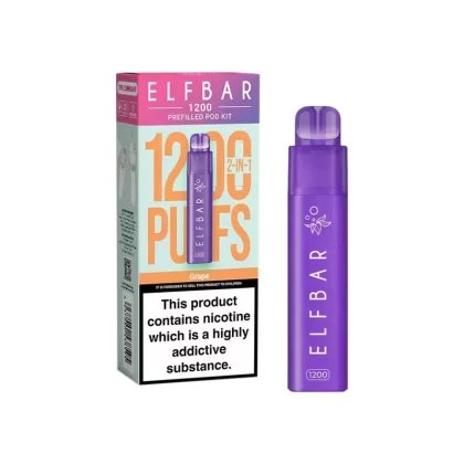 Elf Bar 1200 Grape Prefilled Pod Vape - Nicotine Strength#20mg (2D9B36)