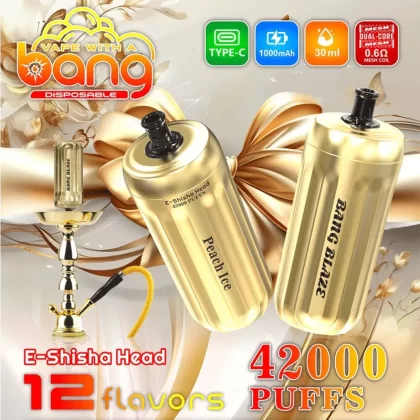 Bang E-Shisha Head 42000 42K Puffs Gold LED Display Disposable Vape - Vapeq10