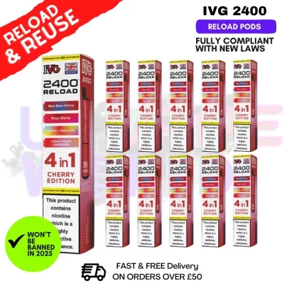 Cherry Edition IVG 2400 RELOAD Pods – Box Of 10