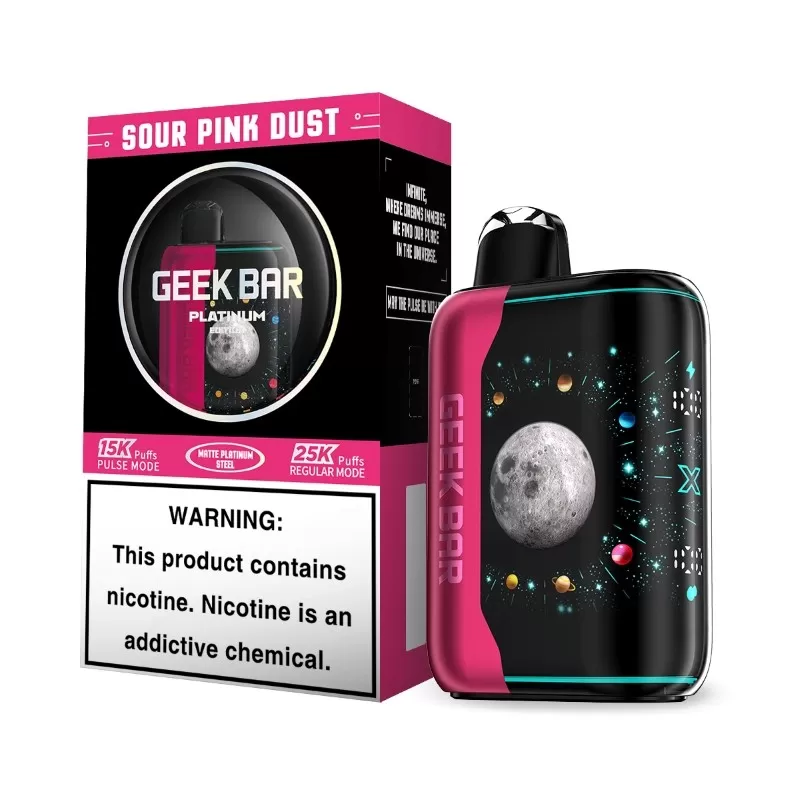 Geek Bar Pulse X 25K Platinum Edition Disposable Vape - Up to 25,000 (Regular Mode) / 15,000 (Pulse Mode); Matte platinum steel