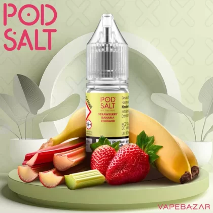 Pod Salt X Nikotinsalz Liquid – Strawberry Banana Rhubarb - 10mg/ml, 20mg/ml