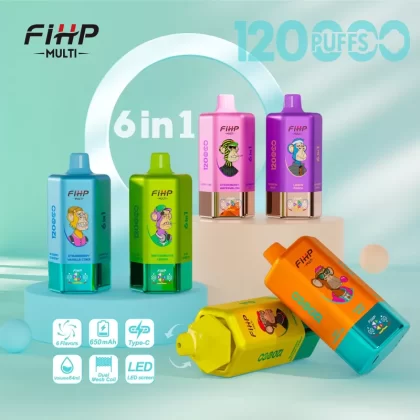 FIHP MULTI 120000 120K Puffs 6 in 1 Flavors Newest Original Rechargeable LED Display Disposable Vape - Vapeq10