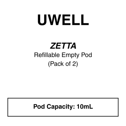 Uwell – Zetta – Refillable Empty Pod – Pack of 2 – 10mL - Vape Product, Vape Product