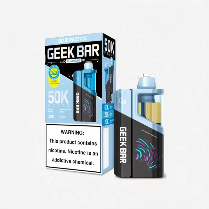 GEEK BAR Clio Platinum 50K – Dual Mesh – Disposable Vape - Blue Razz Ice, Code Red; Vape Product (B81F19) - Image 2