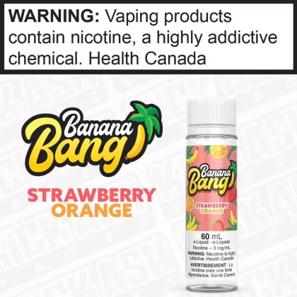 Strawberry Orange by Banana Bang - Strength#3 mg/mL 60mL ONTARIO EXCISE STAMP>6 mg/mL 60mL ONTARIO EXCISE STAMP>12 mg/mL 60mL ONTARIO EXCISE STAMP