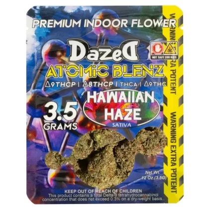 Dazed8 Atomic Blenz Premium Indoor Flowers 3.5g - strain#Hawaiian Haze>Northern Lights>White Widow (C203D7)