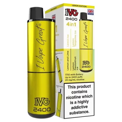 IVG 2400 Rechargeable Vape Lemon Edition - Strength#20mg