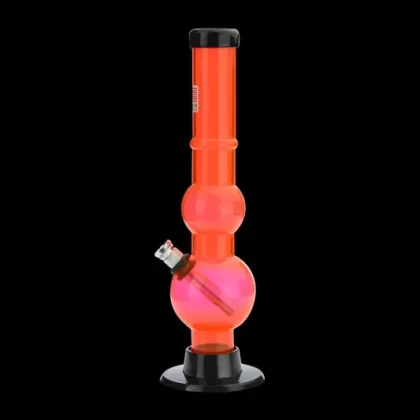 Acrylic Straight Double Bubble Bong in Orange