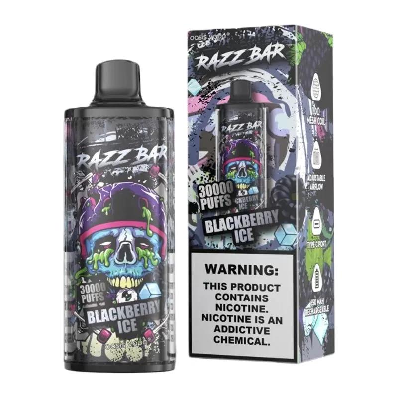 Razz Bar 30000 30K Puffs Disposable Vape | Long Lasting Rechargeable Vape with Adjustable Airflow - Vapeq10 - Image 2
